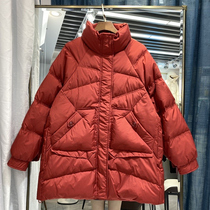 Boomer down jacket for womens mid-autumn winter warmth Korean version 100 hitch casual loose light and thin white duck suede jacket