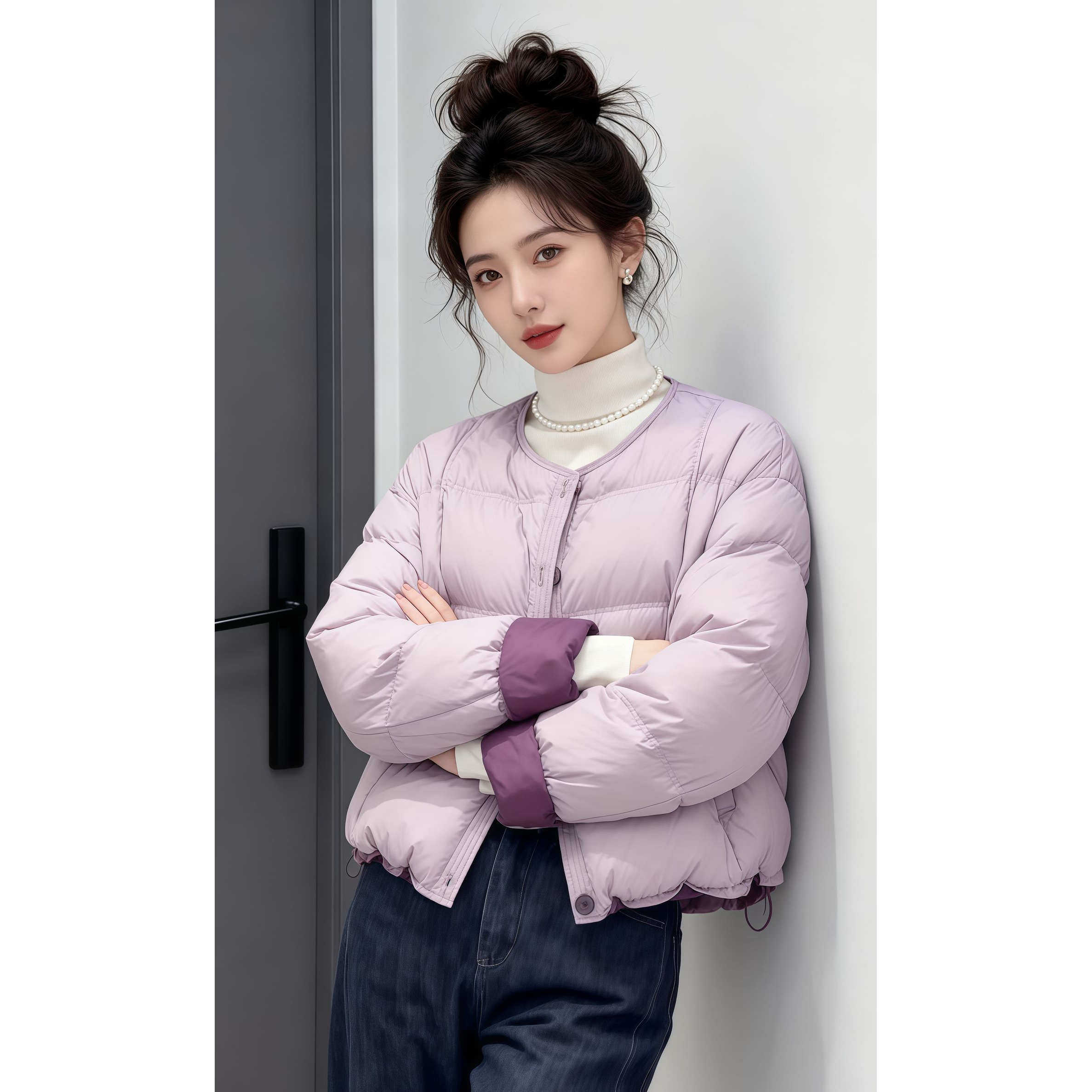 巨好看减龄短款圆领白鸭绒羽绒服女2025冬新款小个子休闲显瘦外套,淘宝优惠券,粉丝福利购,淘宝优惠卷