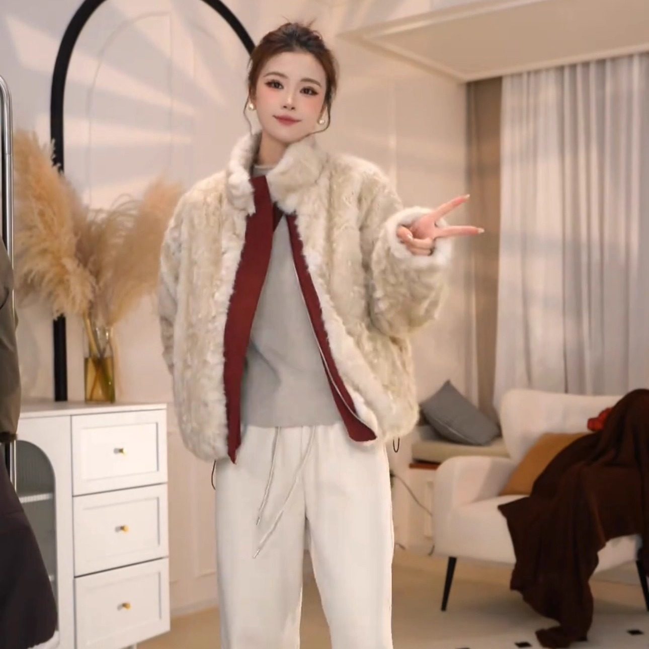 巨好看短款双面穿派克服外套女2025秋冬超好看百搭羊羔毛夹克上衣,淘宝优惠券,粉丝福利购,淘宝优惠卷