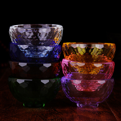 Hidden water supply t-cup for the Buddhas cup 7-color crystal glass Seven water supply bowl 8 for the Holy Water Glass Gift Box 6cm