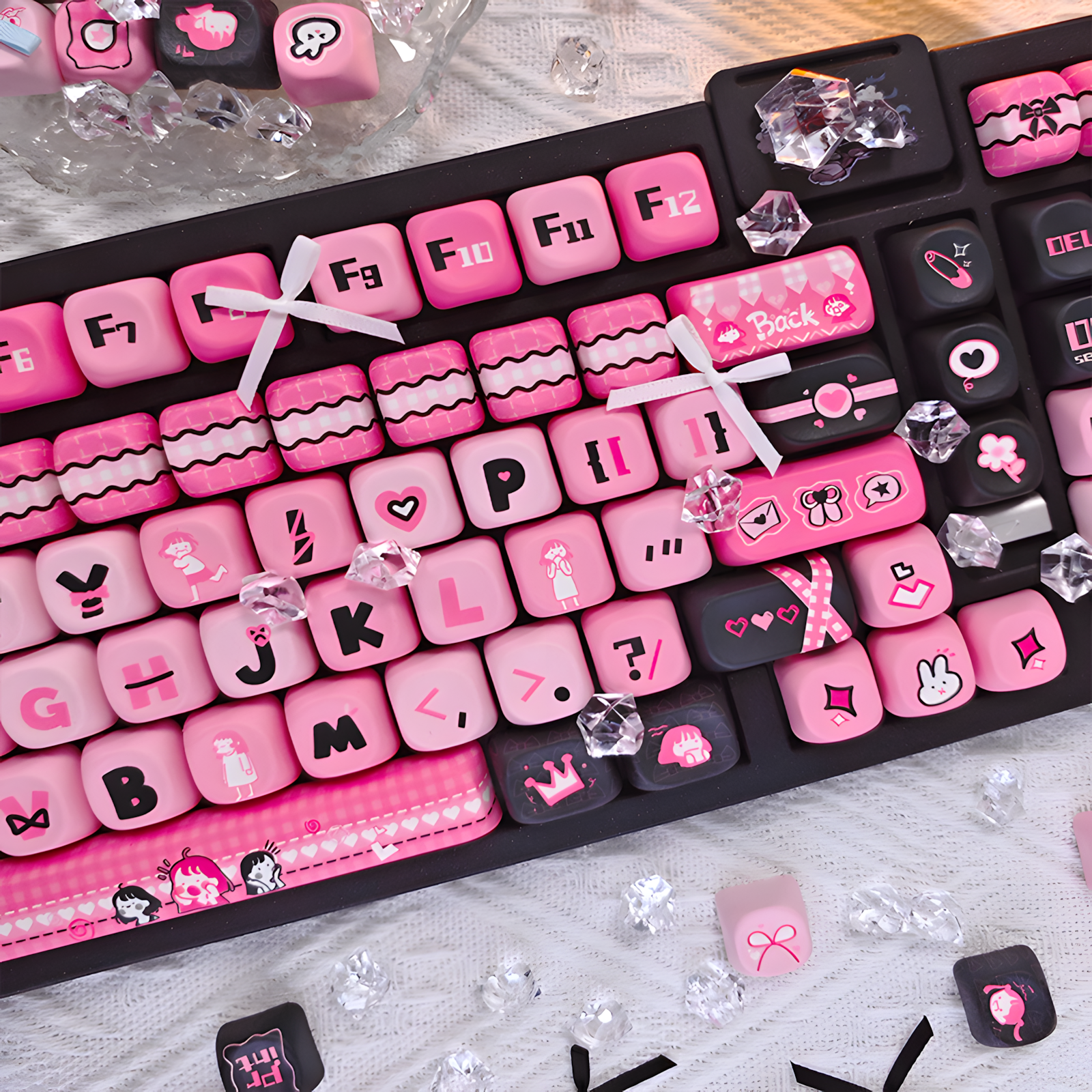蹦蹦studio键盘原创甜心派对客制化个性可爱原厂pbt热升华键帽 - 图0