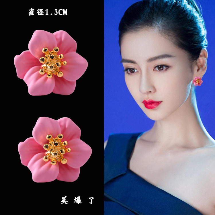 小雏菊耳钉菊花紫色花朵耳环粉色花花瓣s925纯银针耳饰女2026小巧