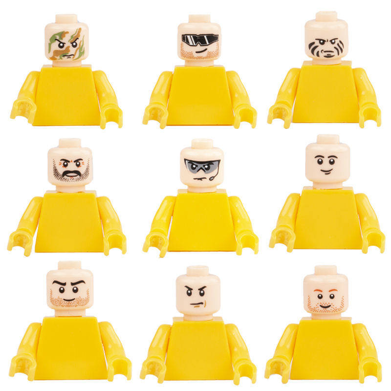 兼容乐高第三方moc军事人仔表情包头部脸部配件士兵警察拼装模型