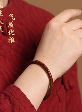 天然朱砂真品手镯女原矿晶体砂