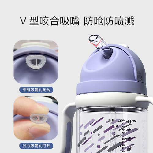 NOURI婴儿学饮杯鸭嘴杯6个月以上宝宝吸管杯防呛儿童防摔喝水奶瓶 - 图2