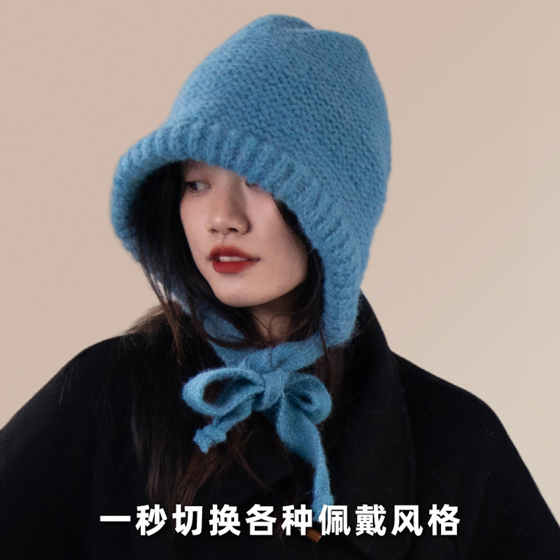 包包帽大头围毛线帽女秋冬可爱包头帽绑带巴拉克拉法帽毛绒针织帽,淘宝优惠券,粉丝福利购,淘宝优惠卷
