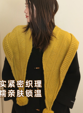 冬季女连帽加厚针织毛线帽围巾