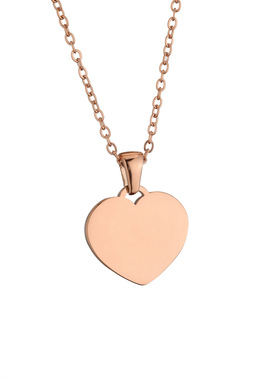 跨境支持刻字不锈钢母亲节情侣礼物吊坠项链diy桃心爱心项坠