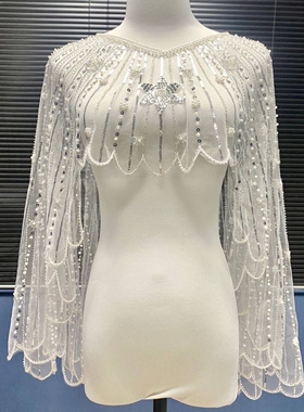 新款高级感披肩翅膀外搭宴会上衣女装礼服旗袍坎肩时尚欧美斗篷