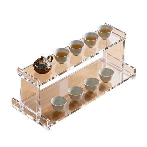 亚克力博古架透明茶具收纳架多层置物架办公室茶杯多宝阁展示架 - 图3