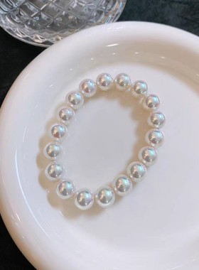 无暇天然澳母贝珍珠手链不掉色正圆强光泽男女通用送女友闺蜜