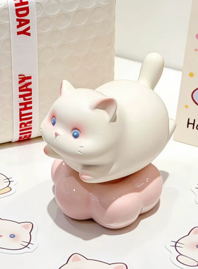 可爱旋转小猫办公室桌面装饰治愈创意摆件工位家居装饰品入户玄关