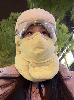 骑行帽子骑车防寒帽子秋冬季雷锋帽加厚保暖加绒防寒面罩包头帽