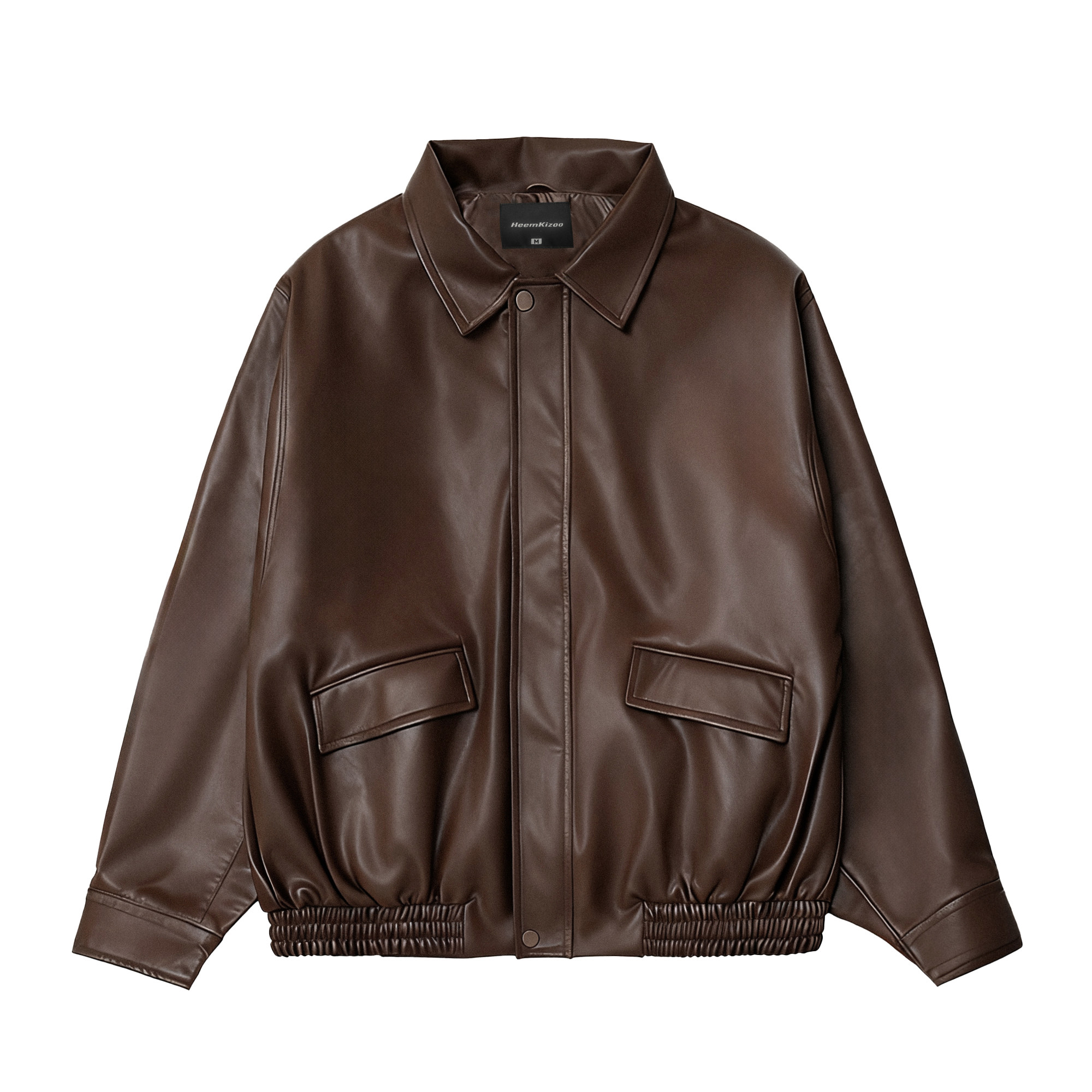 HEEMKIZOO日系复古秋冬款纯色翻领复古机车短款男女皮衣外套潮牌,淘宝优惠券,粉丝福利购,淘宝优惠卷