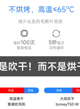 tonney高速吹风机家用负离子护发低噪大风力电吹风速干学生电吹风
