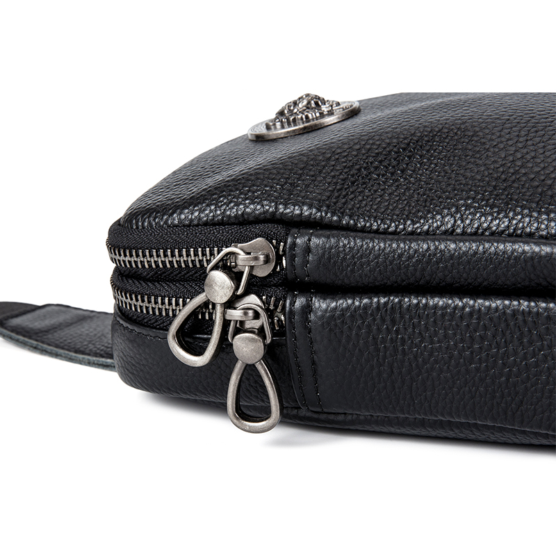 阿诺妮斯胸包男真皮头层潮流单肩包 阿诺妮斯胸包