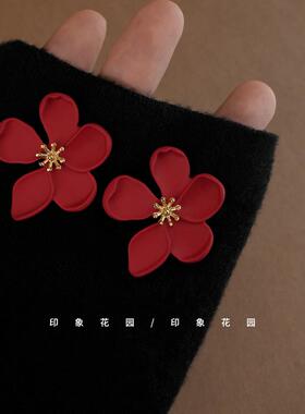 印象花园红色花朵耳环