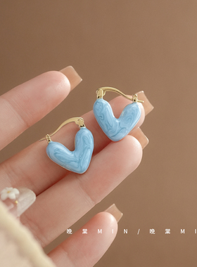 晚棠MIN 莫奈花园~爱心耳环女高级感桃心耳饰设计轻奢耳钉A1443