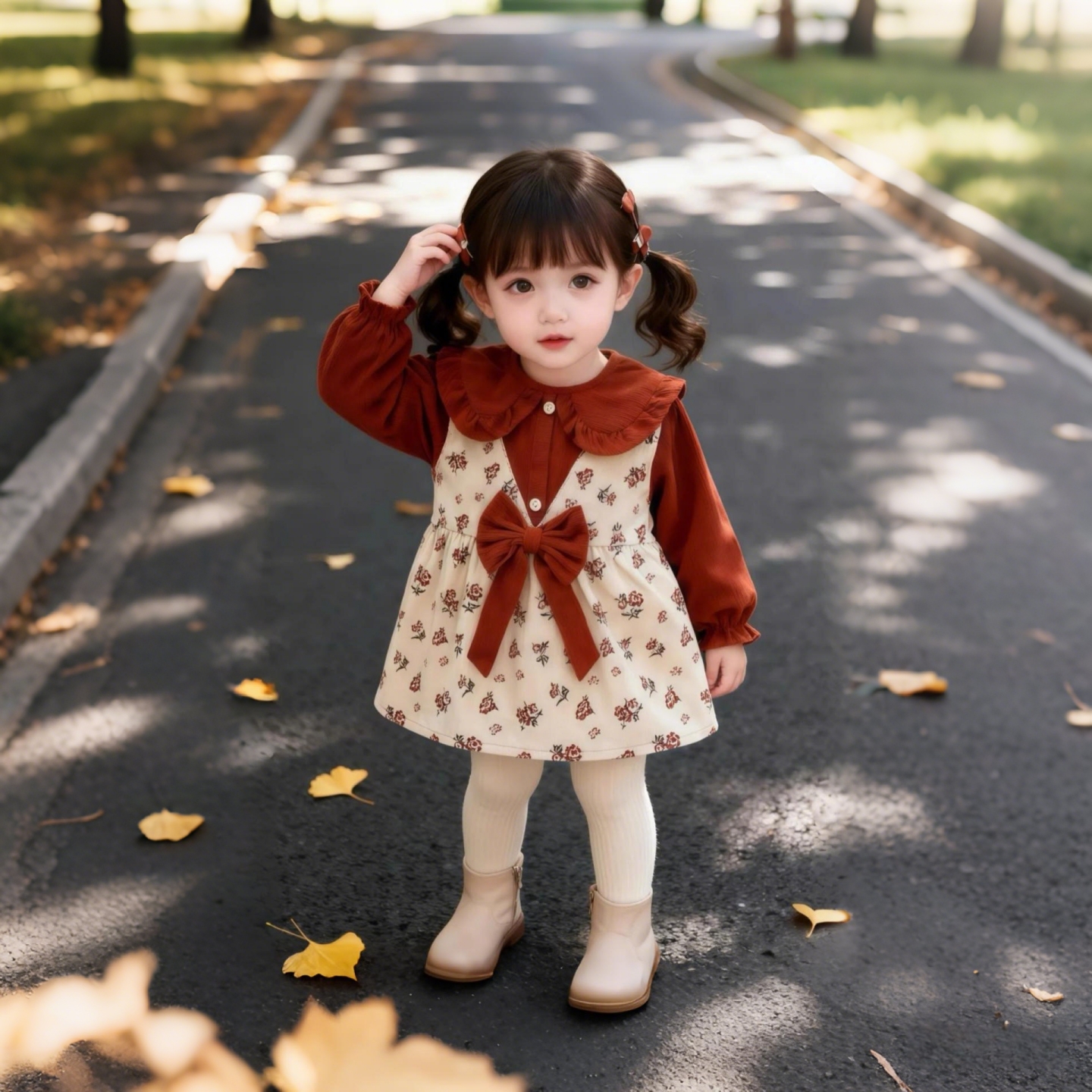 Baby girl's smock to wear corduroy princess dress in autumn and winter