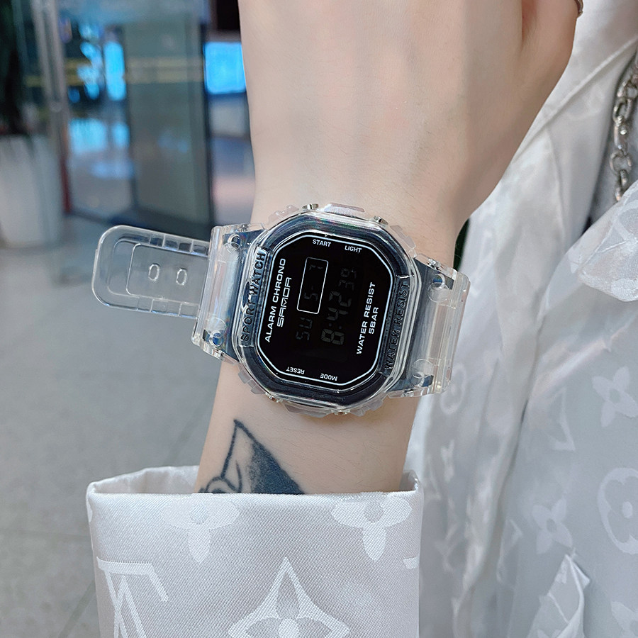 小方块女孩夏季初高中学生电子表 纪梵洛手表国产腕表