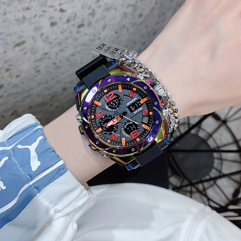 新概念机械男士潮流运动型初电子表 纪梵洛手表国产腕表