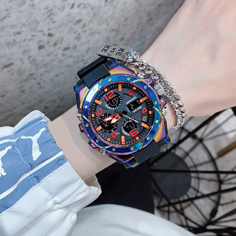 新概念机械男士潮流运动型初电子表 纪梵洛手表国产腕表