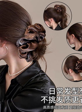 复古咖色大肠发圈女秋冬高级感
