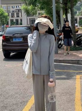 运动显瘦冰丝夏季防晒衣女户外轻薄款外套防紫外线透气凉感防晒