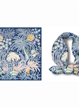 奶油甜美风轻薄款53仿真丝丝巾女旅游度假小方巾领巾绑包装饰