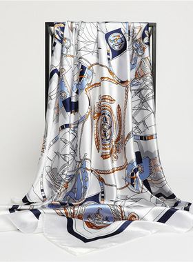 90大方巾色丁欧美头巾仿真丝时尚丝巾百搭爆款潮流妈妈方巾scarf