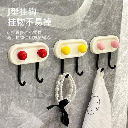 多巴胺挂钩强力粘钩免打孔强力承重卫生间厨房门后粘胶双头挂衣钩 - 图1