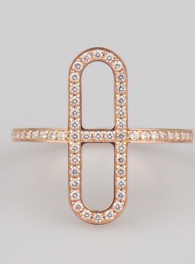 中古95「新」爱马仕Ever Chaine d'ancre 钻石戒指750玫瑰金54号