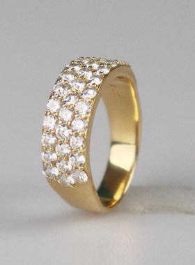 群镶钻石戒指18K黄金57号