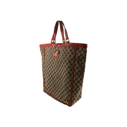 香港中古奢侈品Gucci古驰包C级85新ToteBag托特包帆布托特包棕色 - 图1