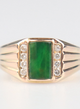 中古「95新」翡翠钻石戒指