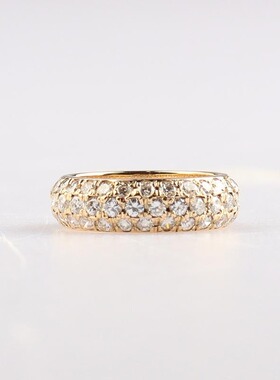 中古「95新」日本进口商品满天群镶钻石K18玫瑰金42号戒指RECLO