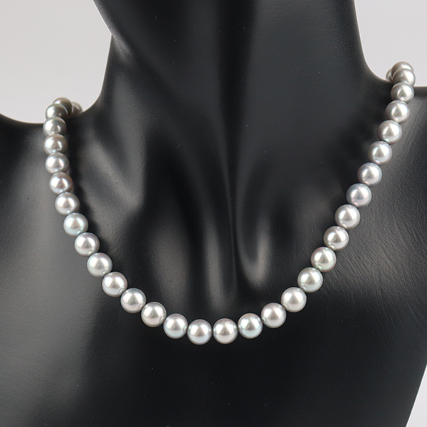 「95新」TASAKI塔思琦银灰色海水珍珠项链耳夹套装925/K14WG43cm - 图1