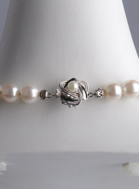 中古「95新」日本进口海水珍珠串珠项链海水珍珠K14白金40cm项链