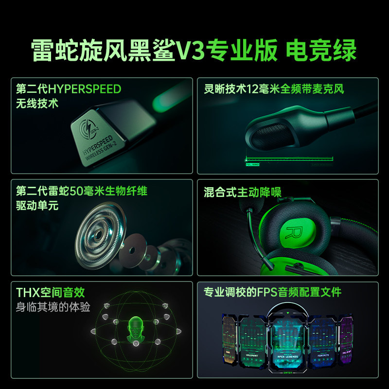 Razer雷蛇毒蝰V3蝰蛇V4猎魂光蛛专业版鼠标键盘耳机电竞绿套装,淘宝优惠券,粉丝福利购,淘宝优惠卷