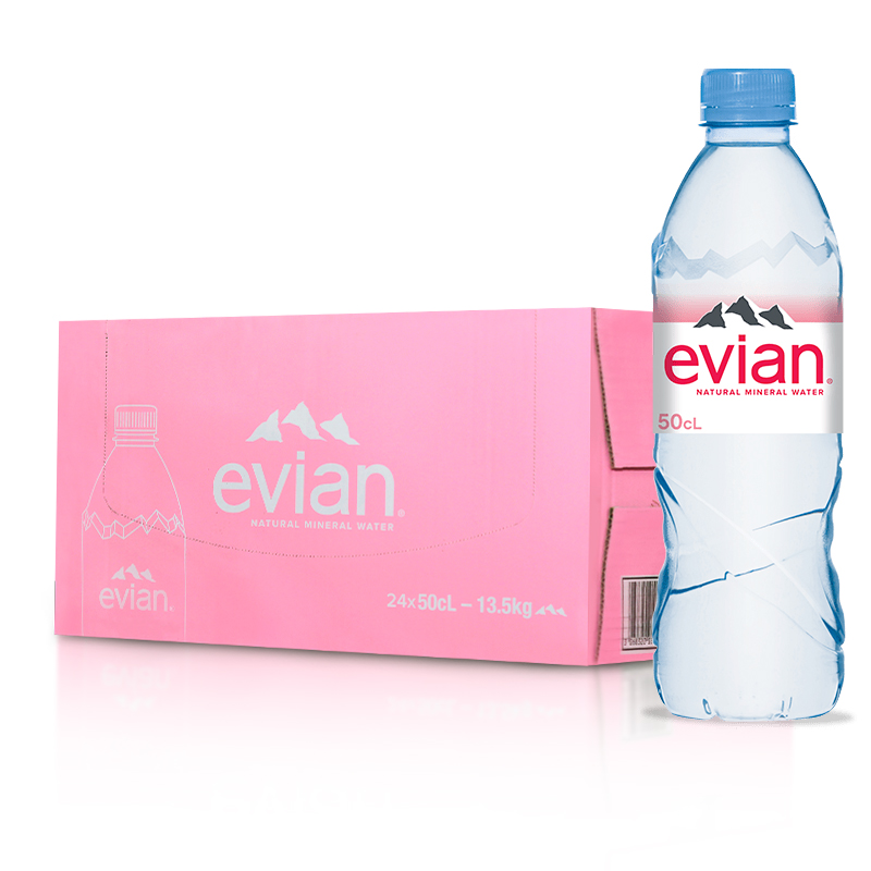 法国evian依云矿泉水330/500ml*24整箱进口高端天然饮用水弱碱性