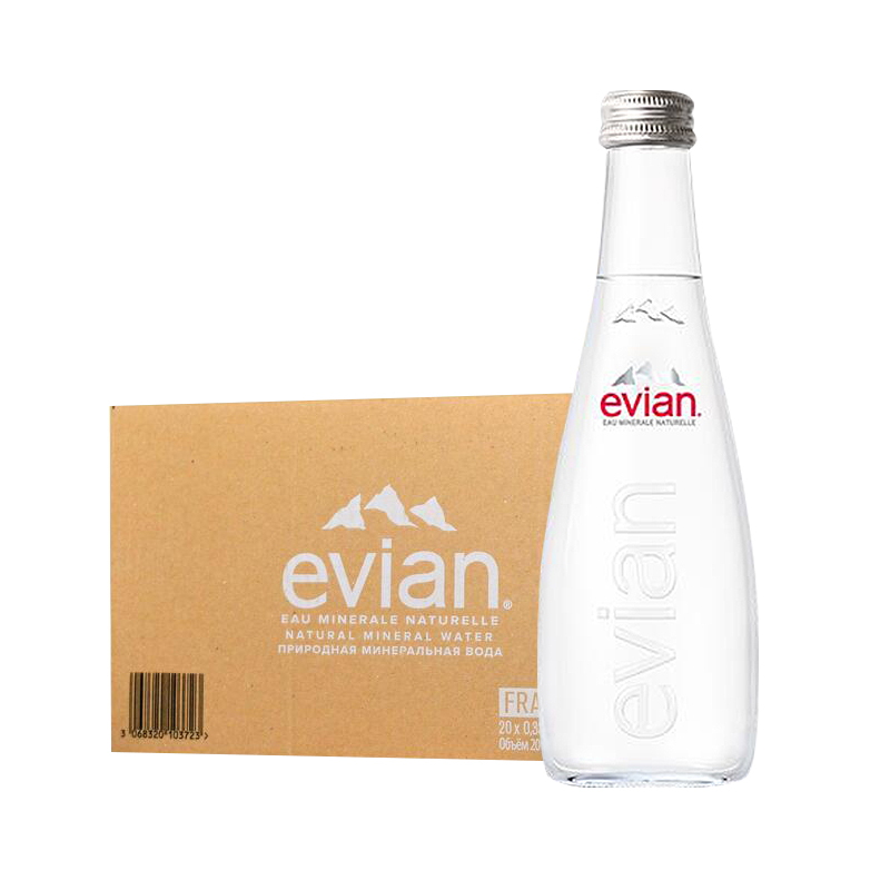 evian依云矿泉水330/500ml整箱玻璃瓶进口高端天然弱碱性饮用水 - 图0