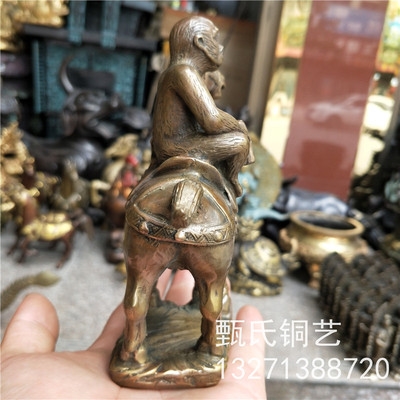 新品马上封侯当朝一品纯铜仿古做旧铜器古玩收藏桌面摆件礼物礼品