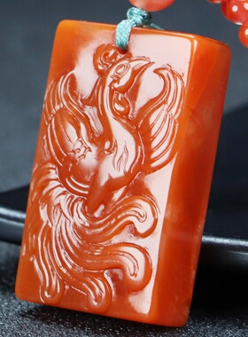 玉思缘男女南红玛瑙朱雀天然吊坠