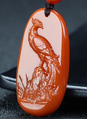 玉思缘男女南红玛瑙朱雀天然吊坠