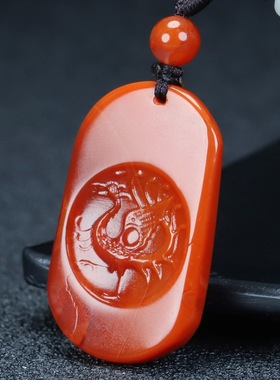 正品天然四川凉山南红玛瑙朱雀吊坠南红柿子红原石雕件男女款301
