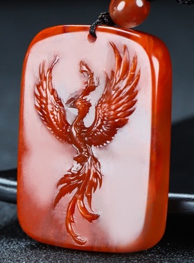 玉思缘男女南红玛瑙朱雀天然吊坠