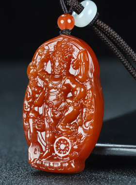 天然凉山保山南红玛瑙南红玉本命佛吊坠不动明王生肖鸡守护神107