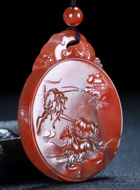 挂件生肖马大师作品凉山南红玛瑙