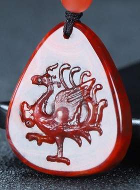 玉思缘男女南红玛瑙朱雀天然吊坠