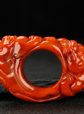 南红玛瑙原石貔貅雕刻指环凉山